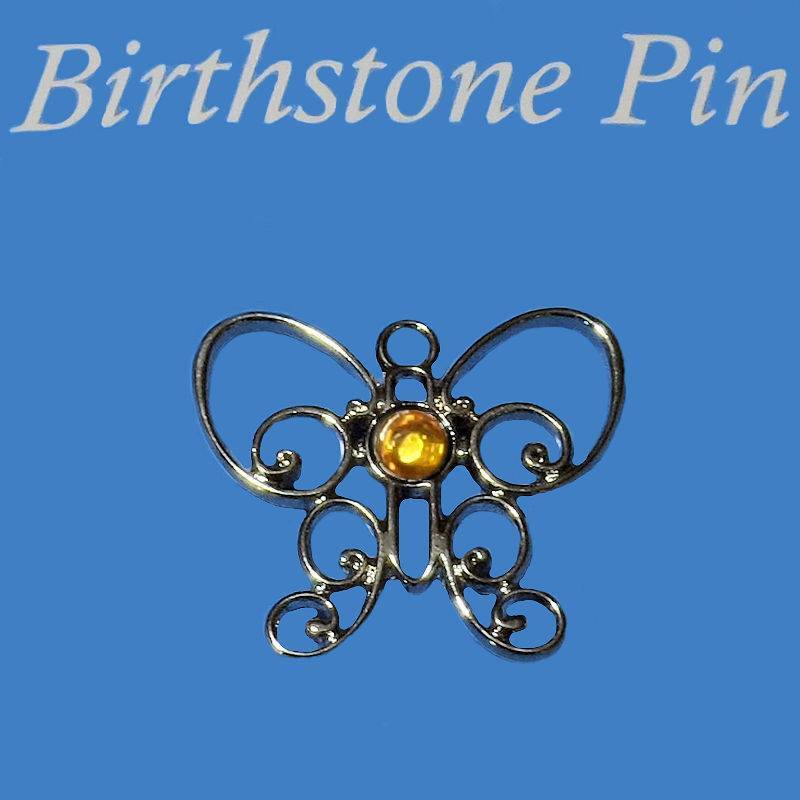 November Birthstone Butterfly Lapel Pin