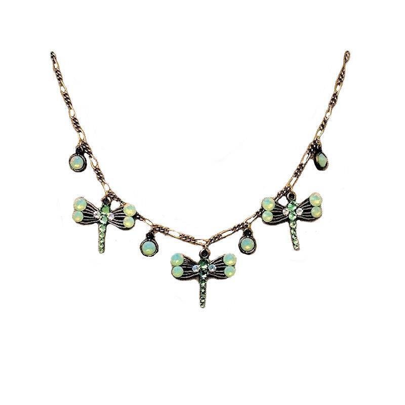 Dragonfly Necklace with Opal Gemstones by Anne Koplik