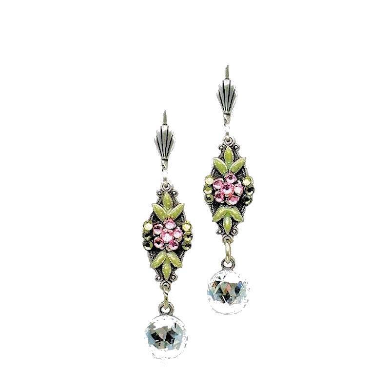 Crystal Droplet Flowers Chandelier Earrings by Anne Koplik