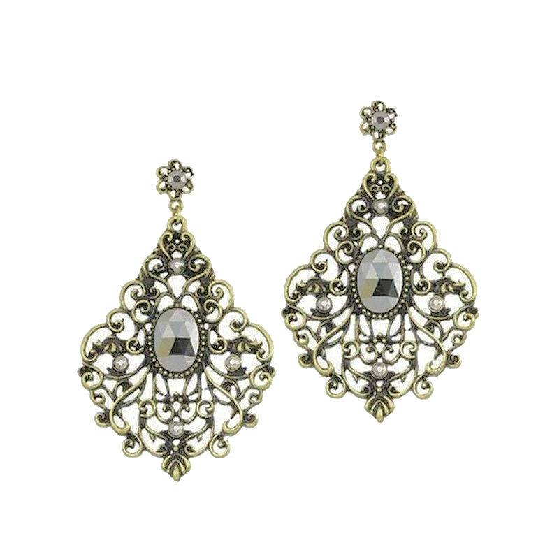 Jeweled Lace Vintage Chandelier Earrings by Spring Street