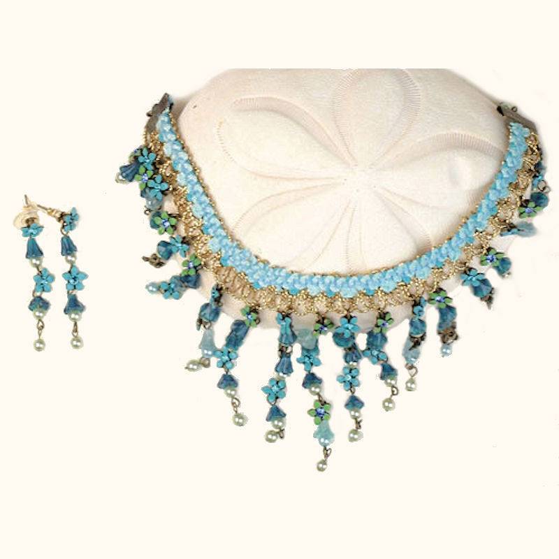 Floral Enchantress Choker Necklace & Earrings Jewelry Set