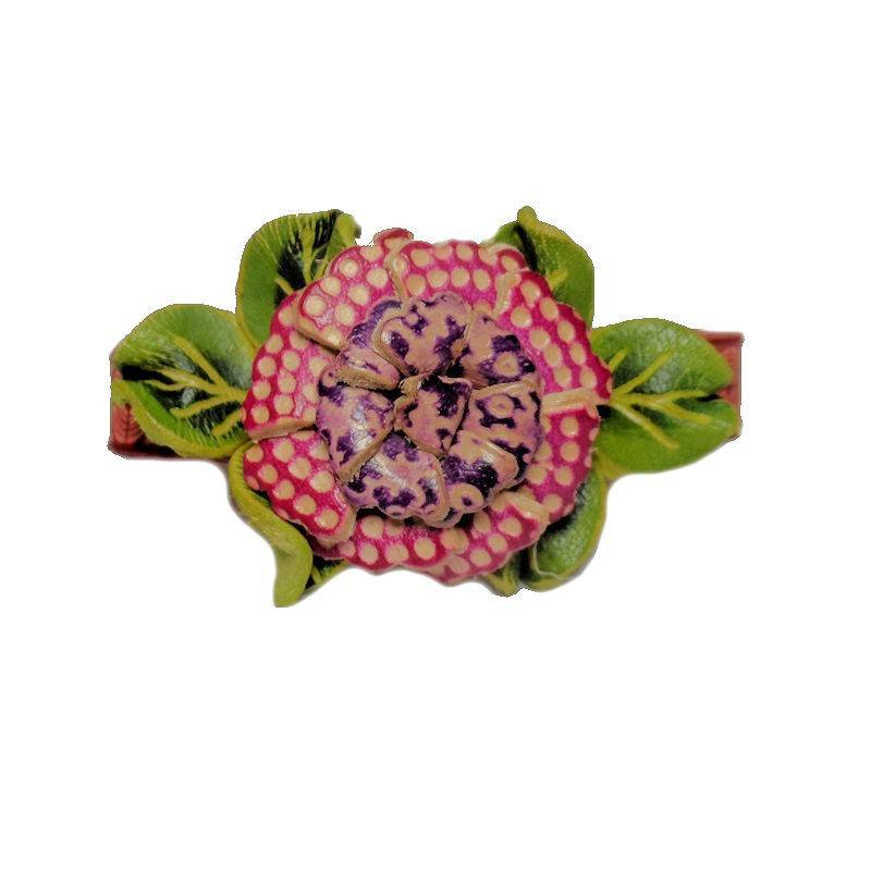 Polka Dot Bloom Leather Flower Bracelet