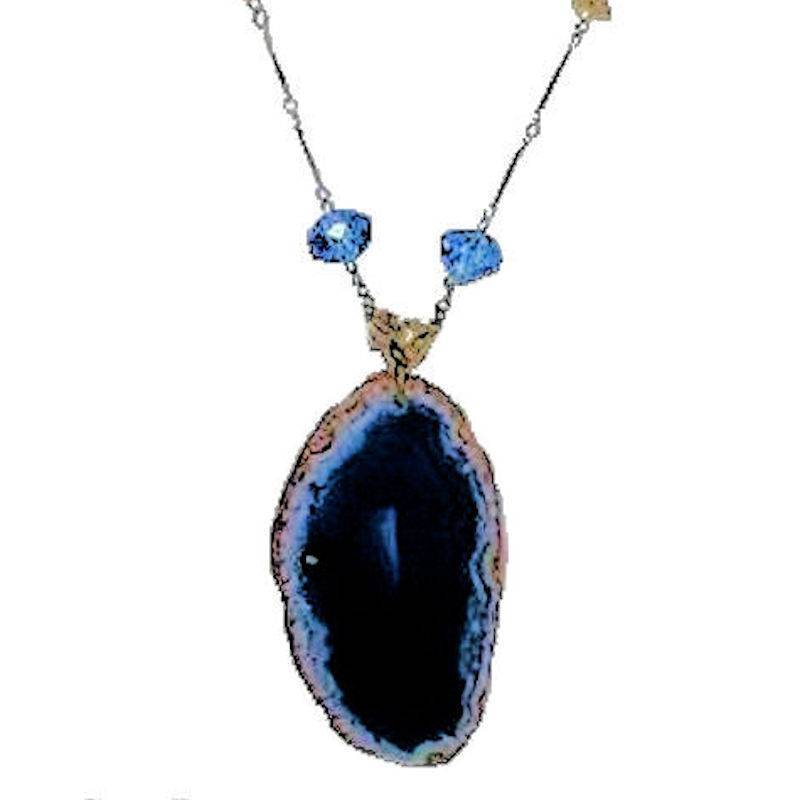 Blue Genuine Gemstone Pendant Necklace