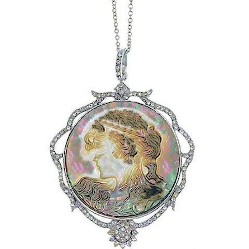 Mother of Pearl Cameo Pendant Necklace by Spring Street