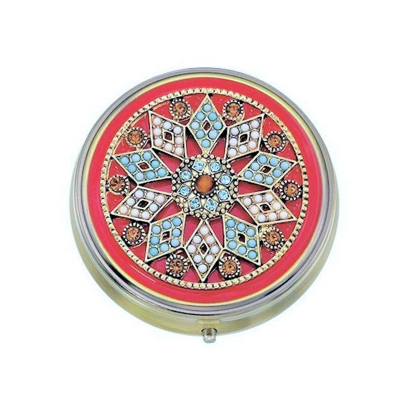 Moroccan Design Round Metal Pillbox by Spring Street Design